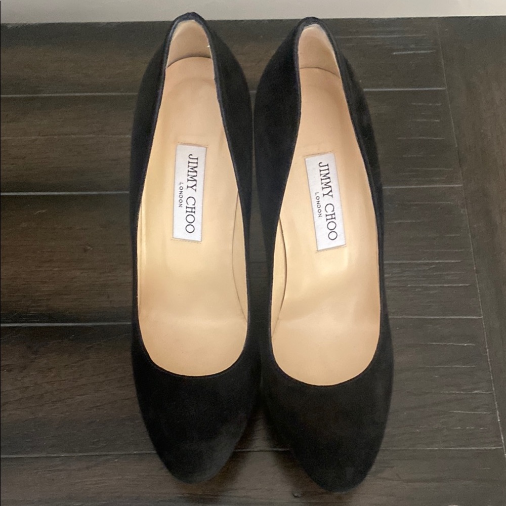 Jimmy Choo Black Heels Classic Suede Pumps